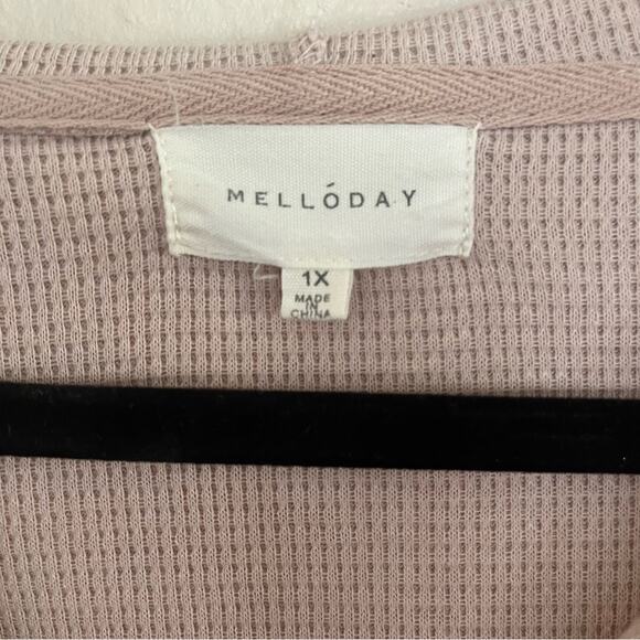 Melloday Highlow long sleeve waffle knit lightweight hoodie size 1x - Picture 4 of 4